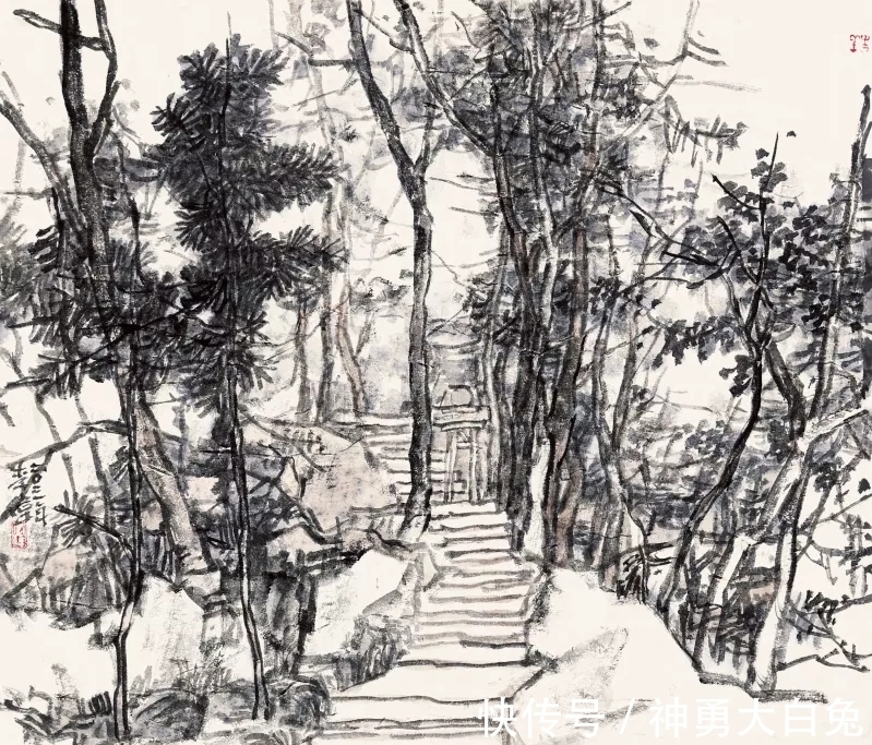 山水画$辛丑写生|甘肃画院李伟水墨山水画