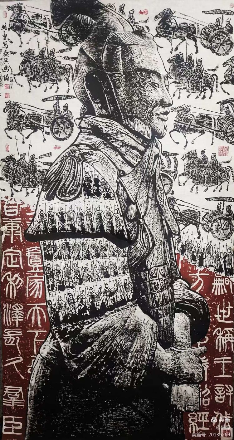 焦墨画|秦始皇兵马俑马培童焦墨组画，震动画坛，叹为观止！