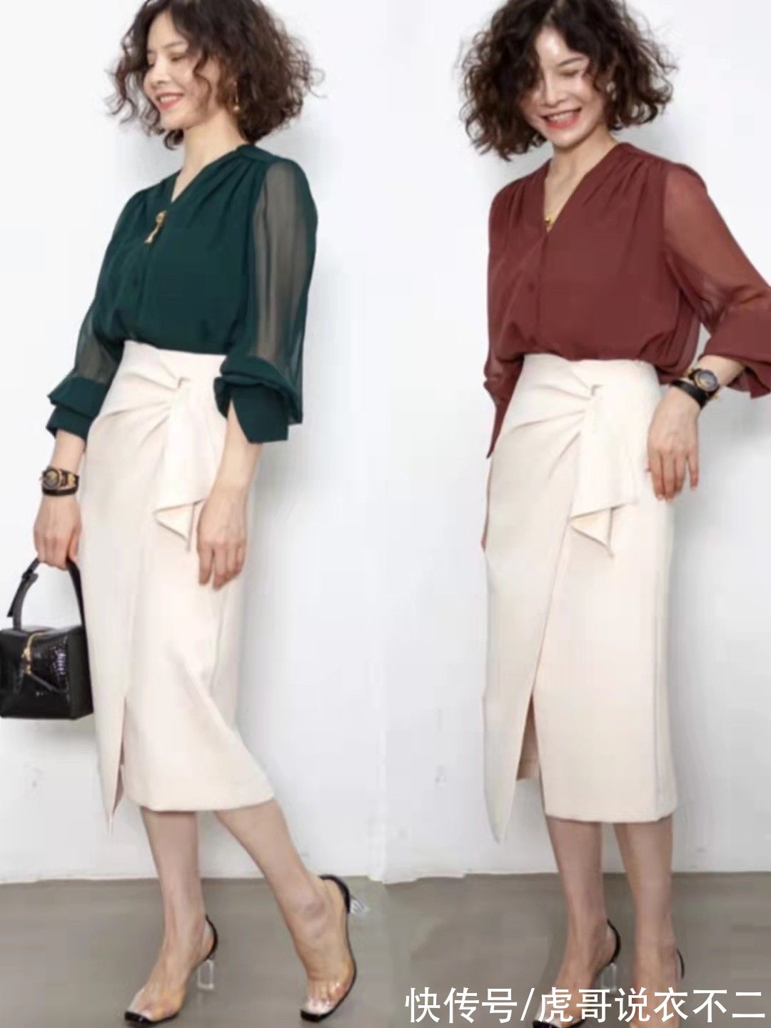 优雅|这才是“奶奶辈”该有的初秋穿搭，“衬衫+半裙”，优雅到骨子里