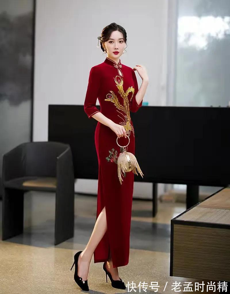 高贵|初秋时尚丝绒旗袍,低调而不失奢华,高贵典雅绝对艳压全场