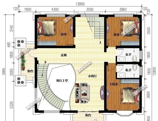 旋转楼梯|50万就可以在老家盖豪宅，配挑空客厅和旋转楼梯，每一面都很美