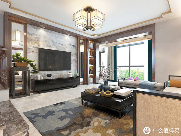 新中式风|长沙夫妻的266㎡新中式风装修火了，入户就足够惊艳，客厅韵味十足