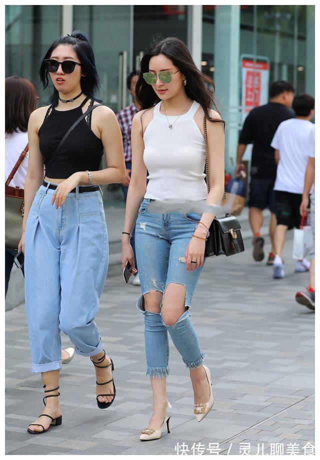 街头 胖并没错, 街头美女的“收腰搭”很显瘦, 轻而易举成“小腰妖”