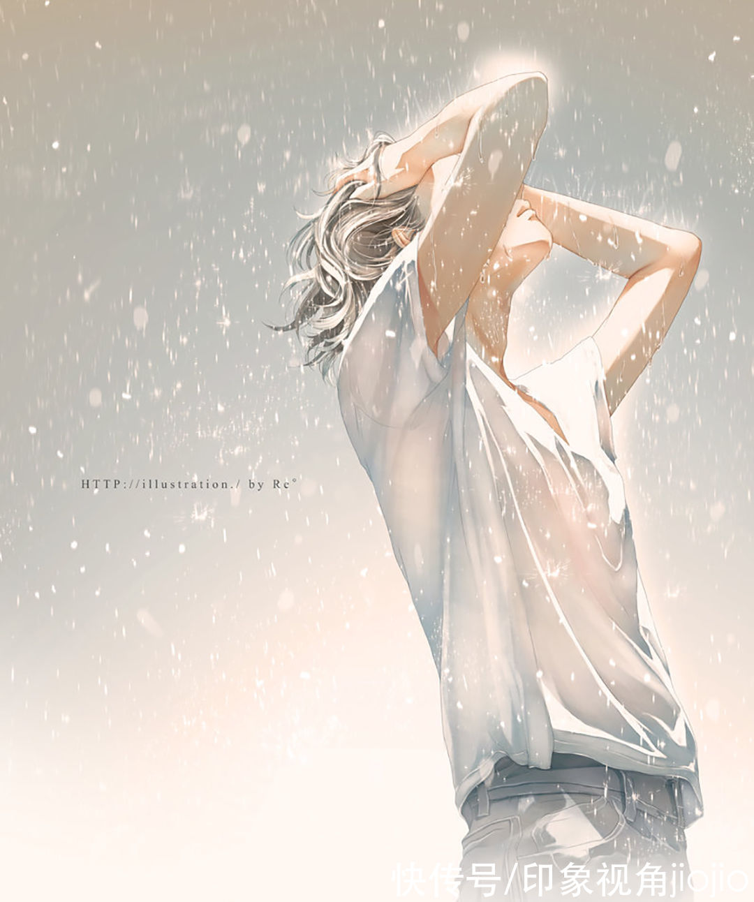 光影！光影中的美少年插画，淡淡的色彩表达颇具美感