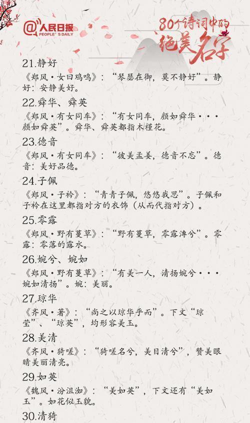 名字|80个诗词中最美的名字,这样取名与众不同,富有诗意