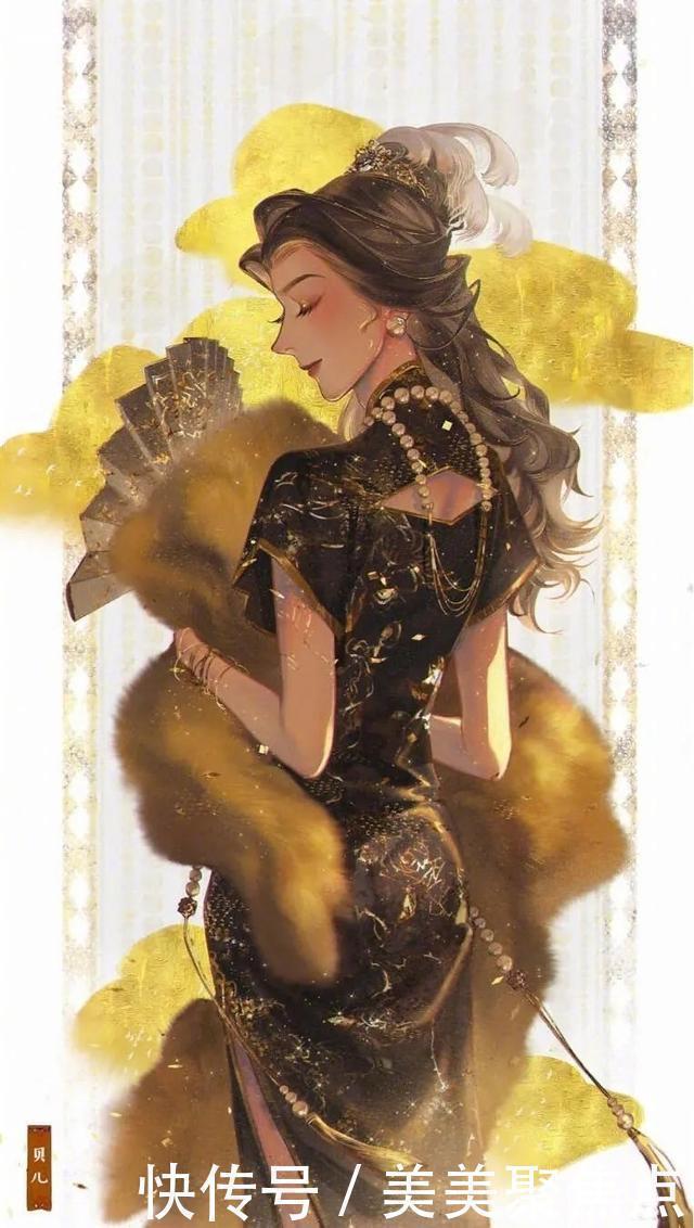 古装|当迪士尼公主穿上古装,贝儿身穿旗袍,白雪公主成为宫女