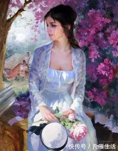 列宾#俄罗斯艺术家油画中的美女,温婉知性的魅力女神