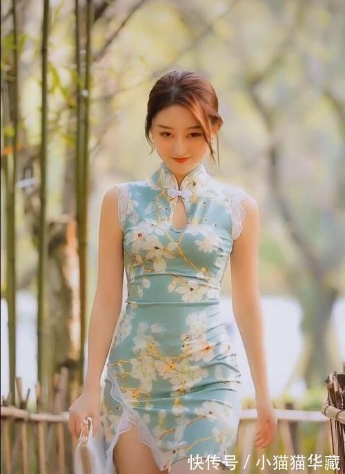 包臀裙 干净清雅的改良旗袍,与自然风景结合,让人过目不忘