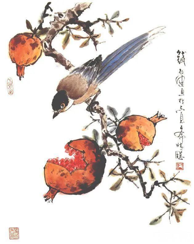 花鸟画@他的师父是海派小写意花鸟画第一人江寒汀,其作品自然也不差