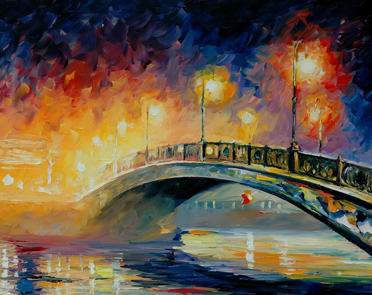 leonidafremov&现代印象以色列画家leonid afremov调色刀创作的缤纷炫丽油画