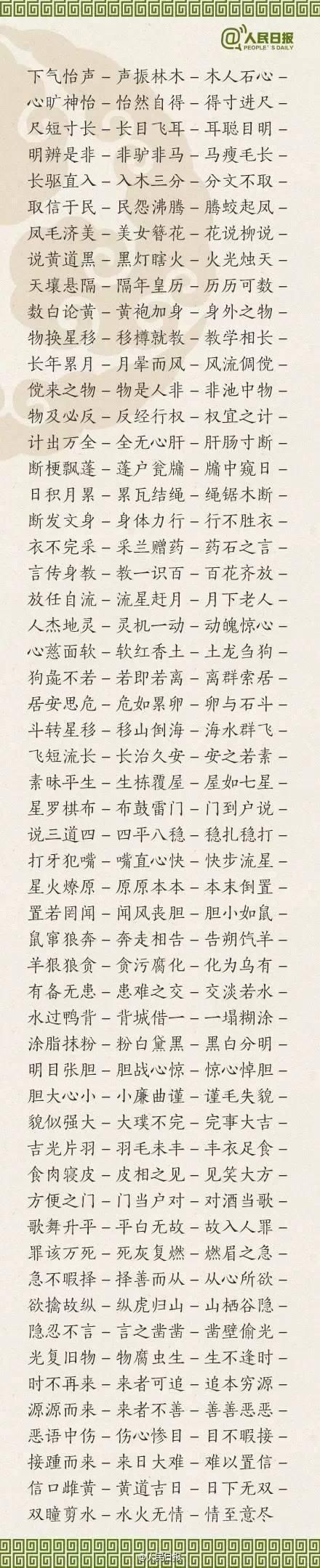 1500个成语接龙，贴在墙上，和孩子常玩，语文成绩想不好都难！