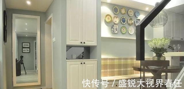 蓝灰色|150㎡现代美式, 复式楼的过道, 利用得真巧!