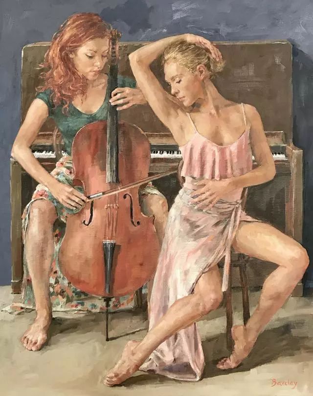 画家#英国画家穆里尔笔下的舞女,身体张力的展现,舒展的弧度太美