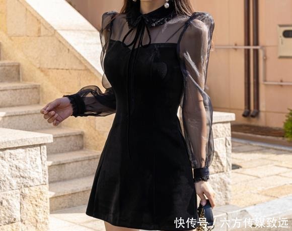 宫廷|孙允珠高清美图:中世纪宫廷纯黑仙女雪纺衣裙!