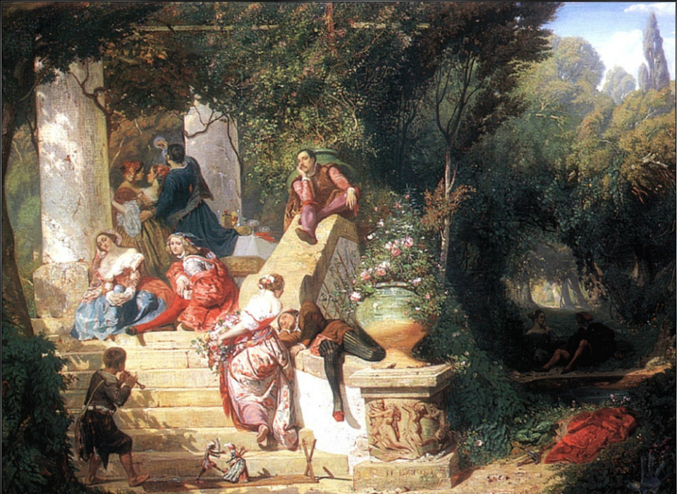 安托万!法国画家亨利·查尔斯·安托万·男爵嬉闹的生活人物油画