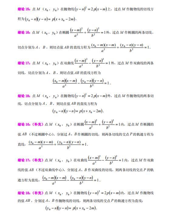 结论|高中数学：圆锥曲线解题应知应会结论都在这！提分一步到位