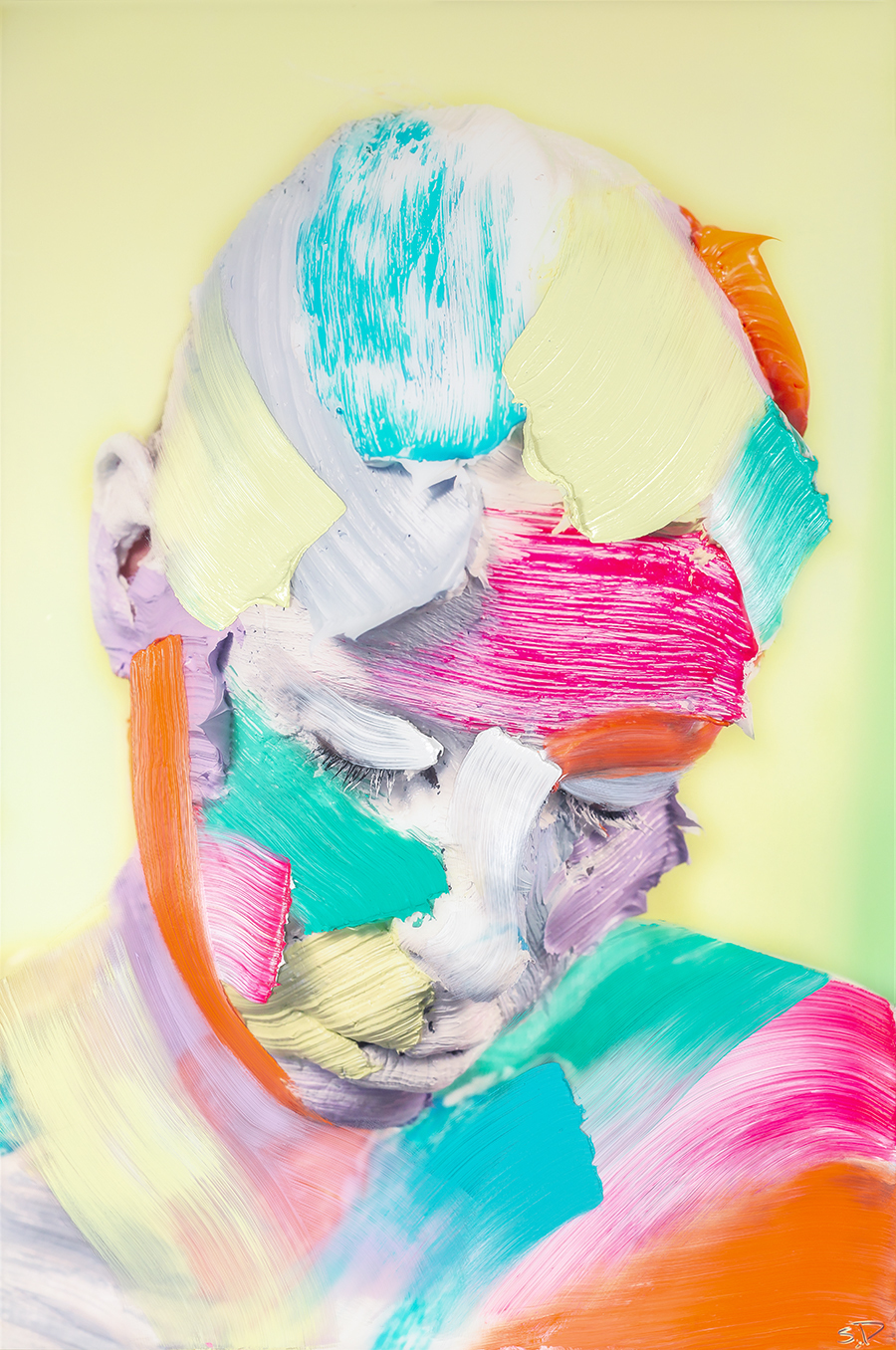 索菲·德里克@你见过在画布上画画的，可你见过在自己头上画油画的吗