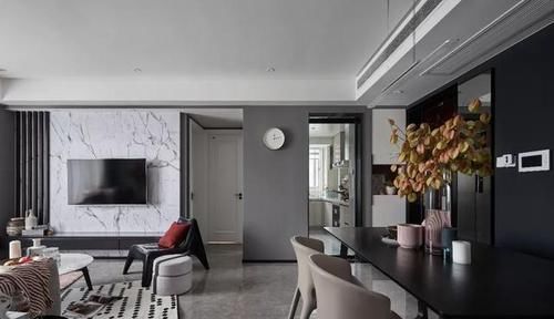 背景墙|110㎡轻奢两居，高级灰+烟粉，个性独特的品质感让人惊艳!