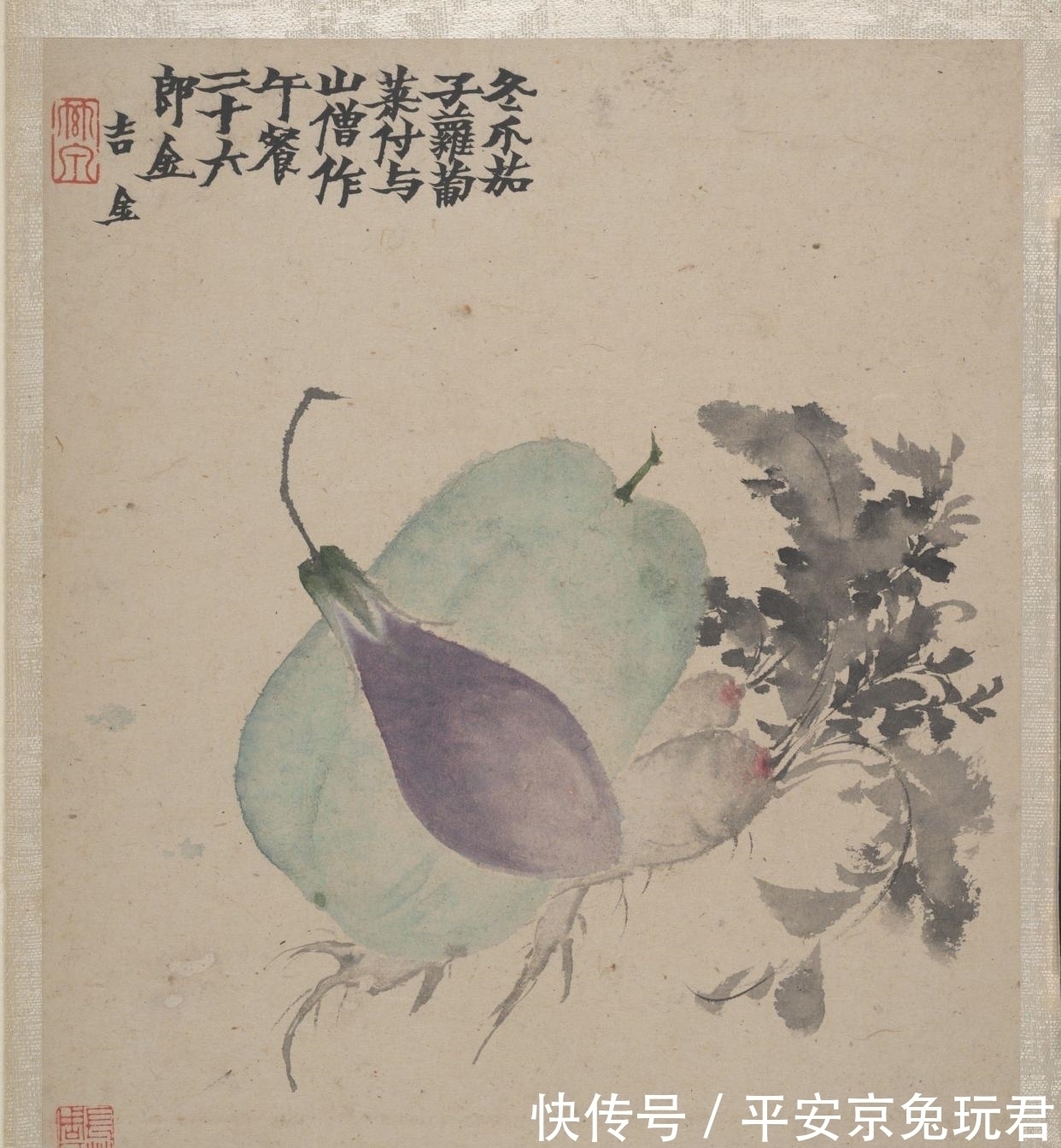 消夏图#可可爱爱,金农图中的生动趣味,这是个有趣的老头