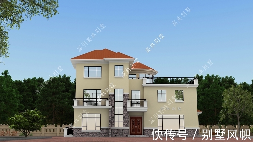 风格|三层农村别墅,整体采用欧式风格,家乡建栋充满羡慕的眼光看你。