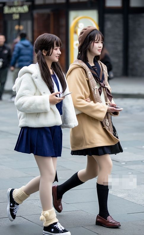 街拍:身穿黑白色条纹连衣裙,彰显出小美女靓丽气息