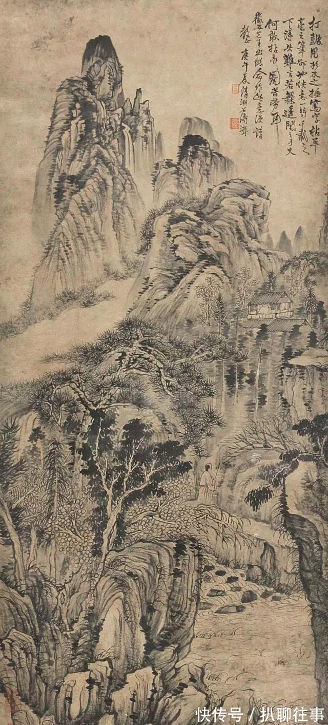 水墨纸本|清初四大画僧笔下的意境山水，不只是养眼