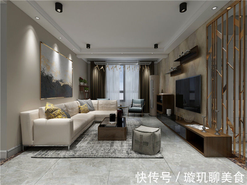 天津力天装饰|84平现代简约风格装修效果图！两室两厅户型，装完好大气！