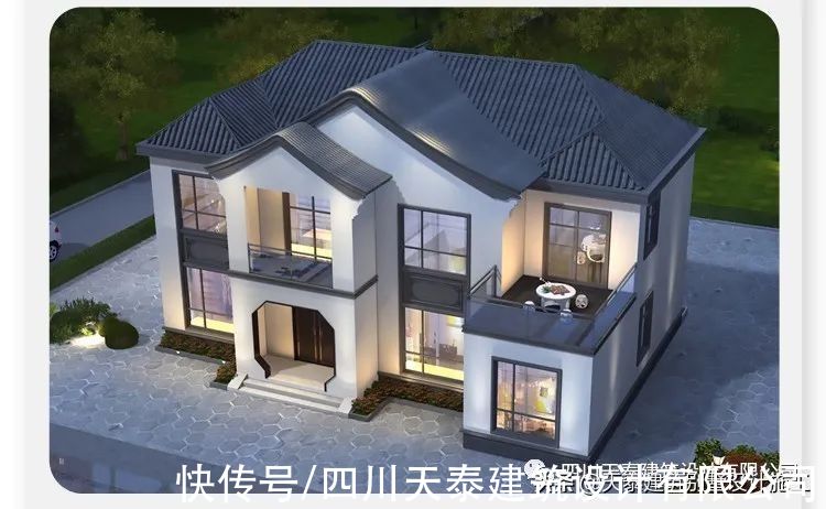 施工队|四川眉山二层徽派乡村别墅 新中式带堂屋农村建房图 眉山施工队