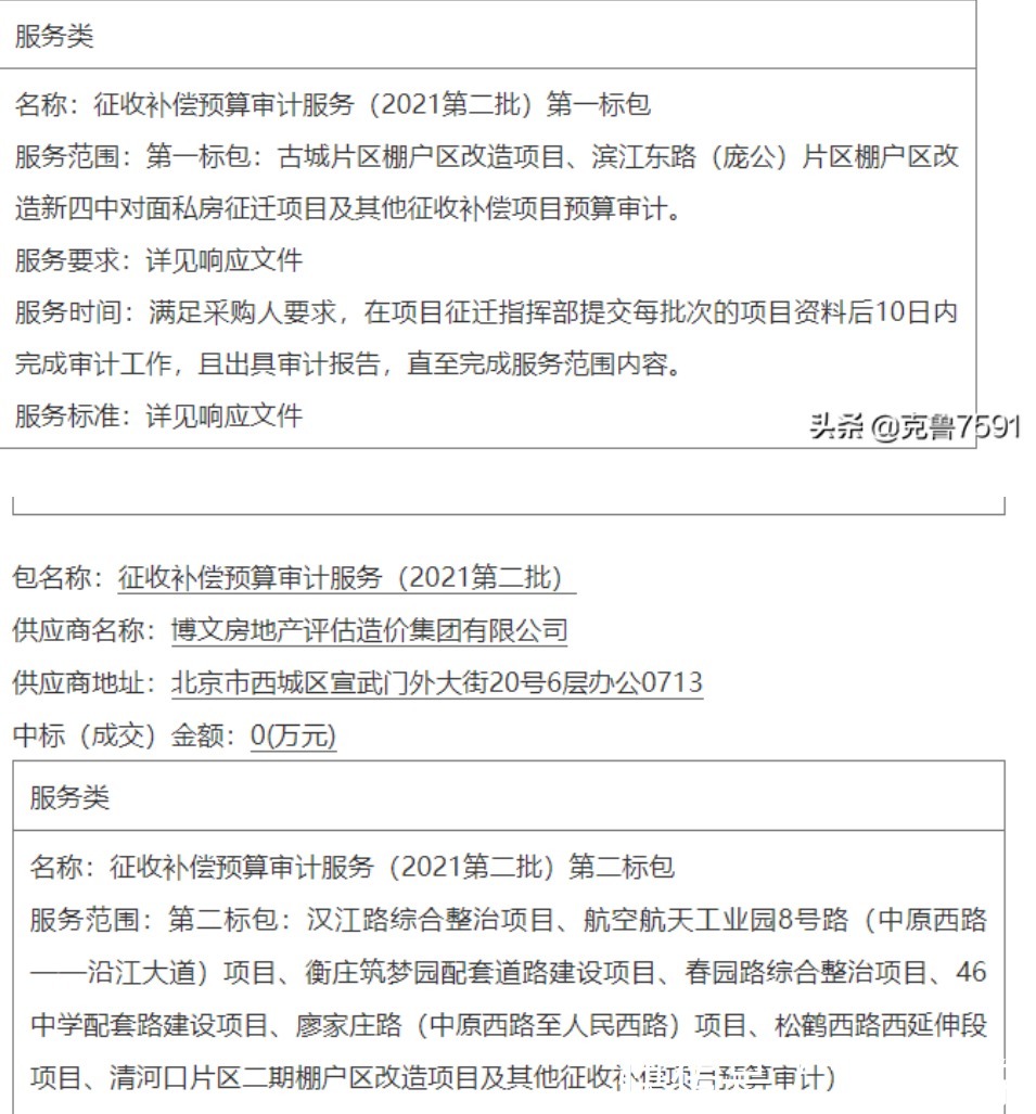 预算|襄阳征收:2021第二批征收补偿预算审计中标信息及项目明细