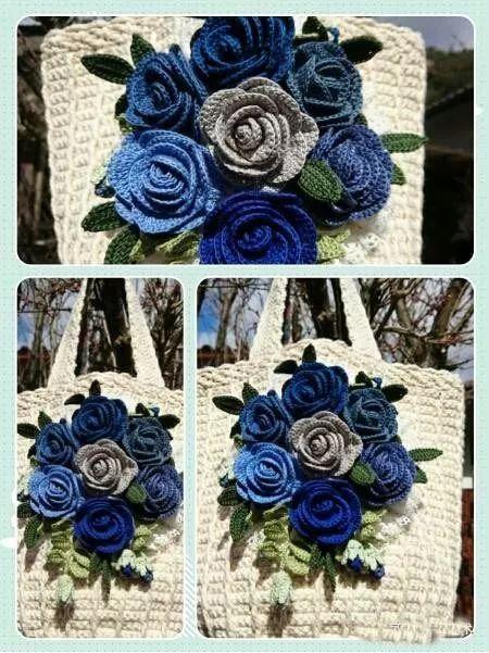 小花片 55款超美的钩花包包,只要会钩不同的花,拼缝在一起,就能做出