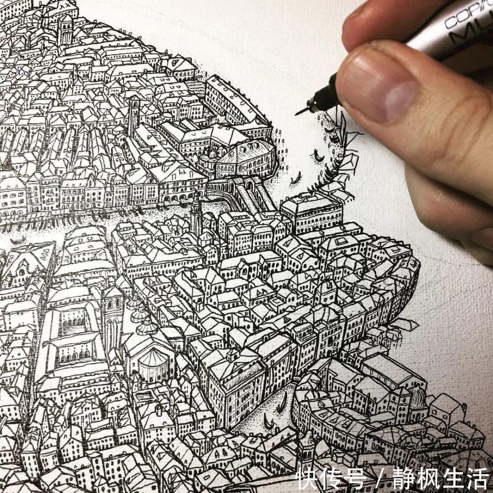 中国文化$英国小伙用针管笔画出了最美中国地图,独一无二的中国风