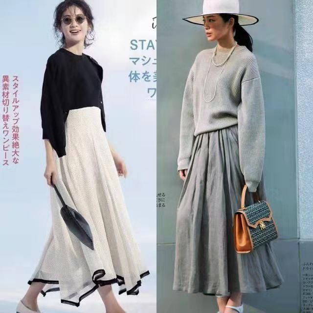 40+女人穿衣在精不在多，休闲上衣搭配半身裙，穿出高级感