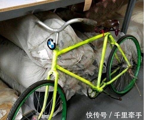 |搞笑图片幽默段子笑话:哈哈,很有个性的自行车,还是宝马牌的呢