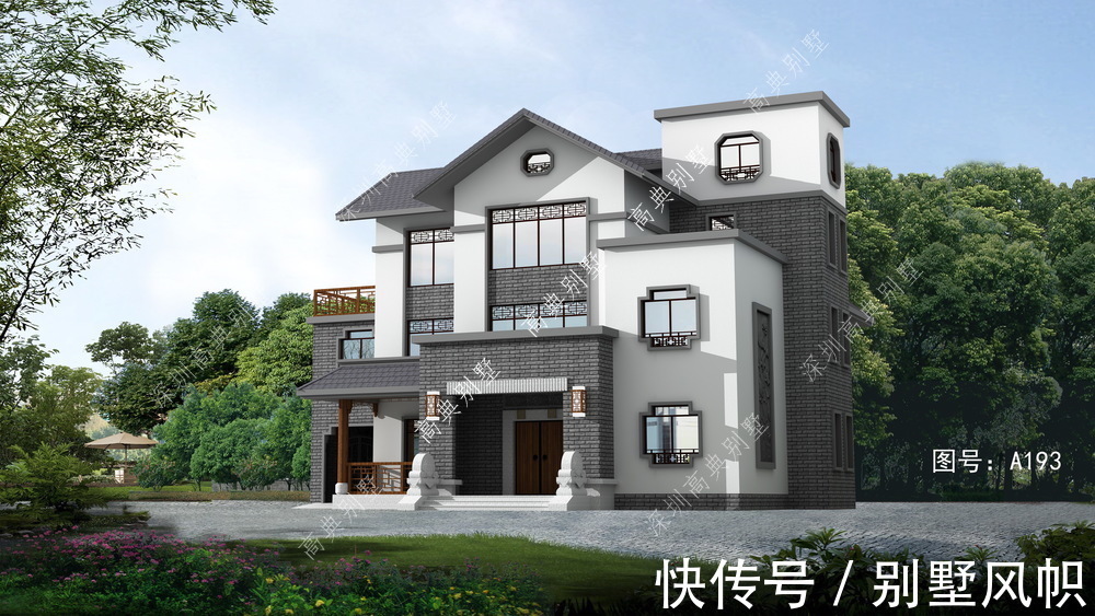 中式|这款中式三层别墅，外观经典大气，老人和年轻人都喜欢。