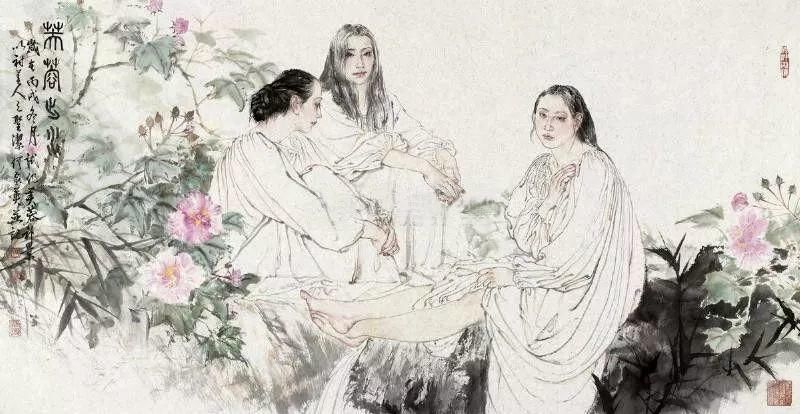 工笔画|国画:何家英画笔下的怜怜女儿态,不同寻常的美感!