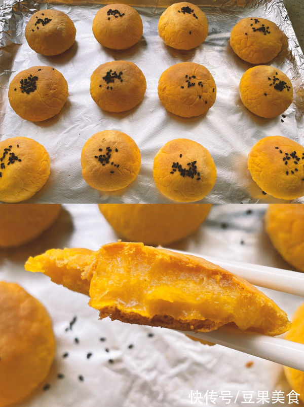 开胃解腻零失败！烤箱无油低脂版南瓜饼，一盘可不够