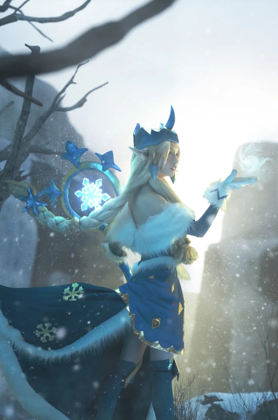 cos:英雄联盟寒境仙灵索拉卡cos正片@落切