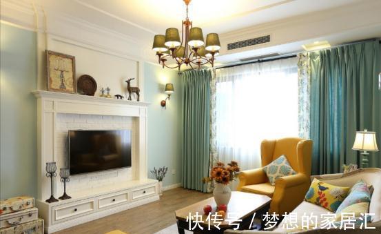 双胞胎|66㎡美式2室一厅,湖蓝绿清新美式,多姿多彩的双胞胎一家!