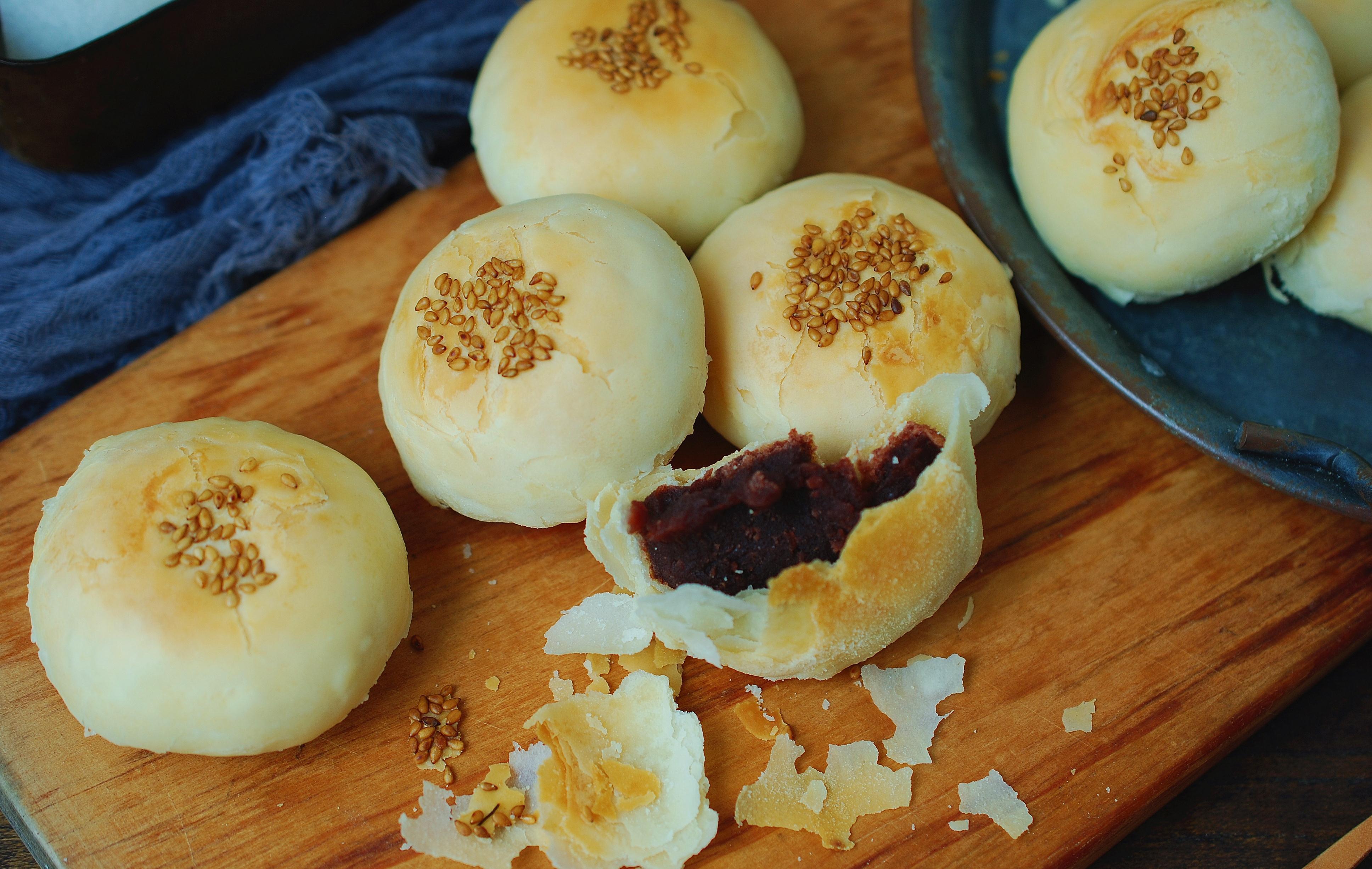 小小红豆酥，1口个酥掉渣，平底锅电饼铛、烤箱空气炸锅都能做