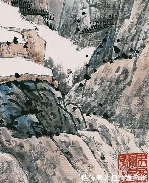 山水画|传统题材画出新味道,陈师曾绘《秋山古寺》