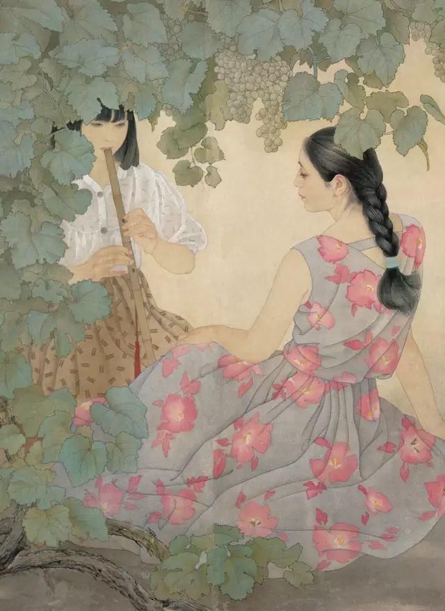 绢本!国画:何家英画笔下的怜怜女儿态,不同寻常的美感!