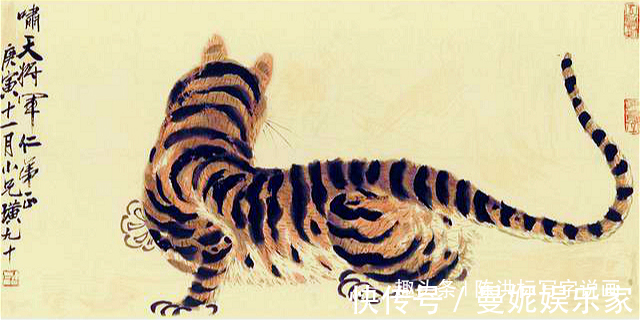 张善孖@齐白石把4只老虎画成病猫,为何还能卖3202万专家放大看尾巴