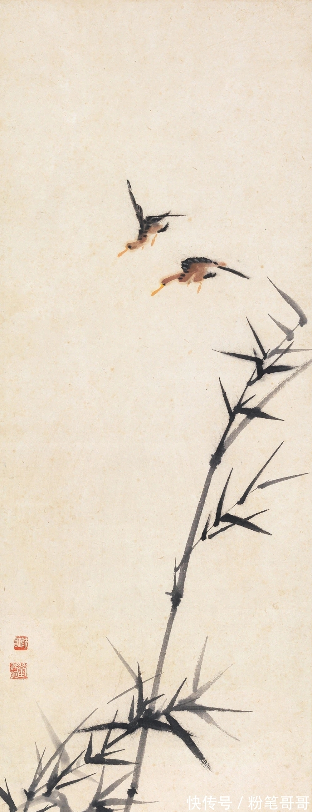 花鸟画@近现代四川水平最高的花鸟画家之一|刘既明画芦雁