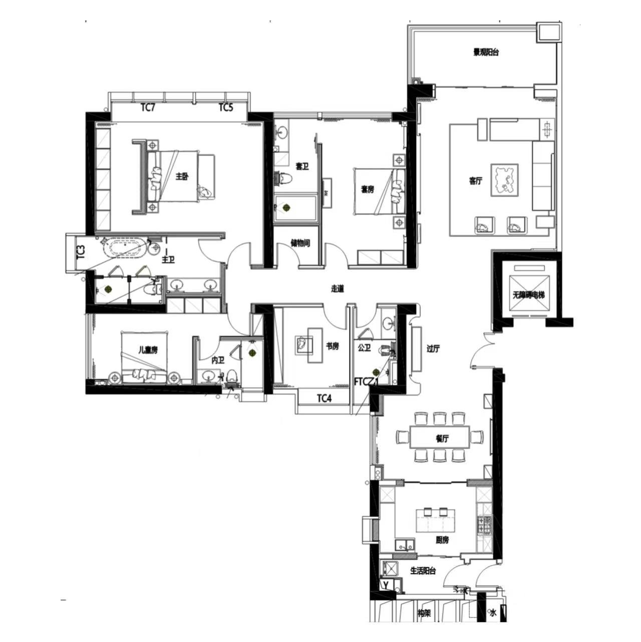 走道|289㎡现代轻奢大平层,优雅干净,奢而不华