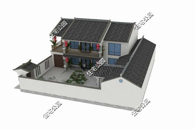 庭院|20×10米农村中式合院,颜值杠杠的,建一栋出来面子十足