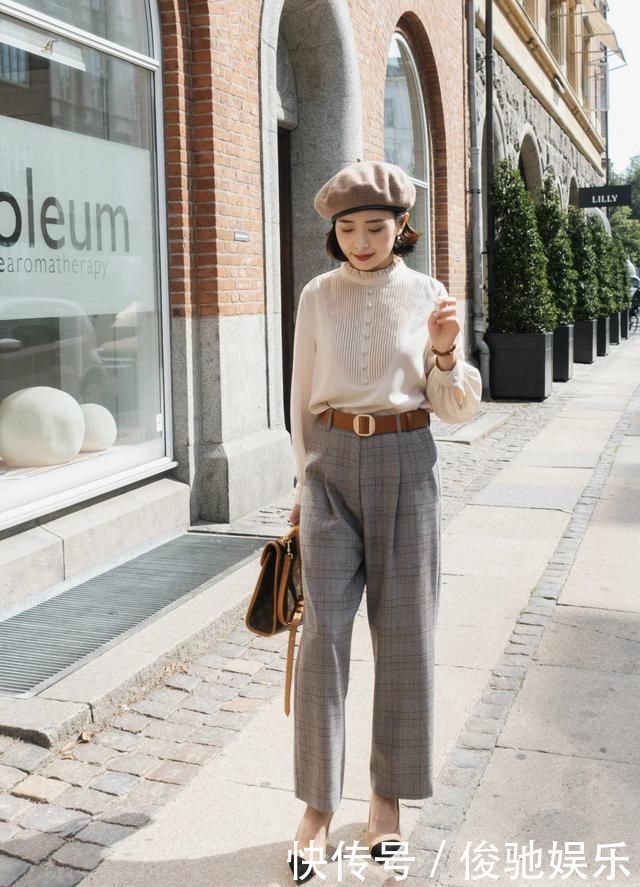 春季优雅的“知性风”显瘦穿搭,衬衣+高腰裤,打造你的专属美