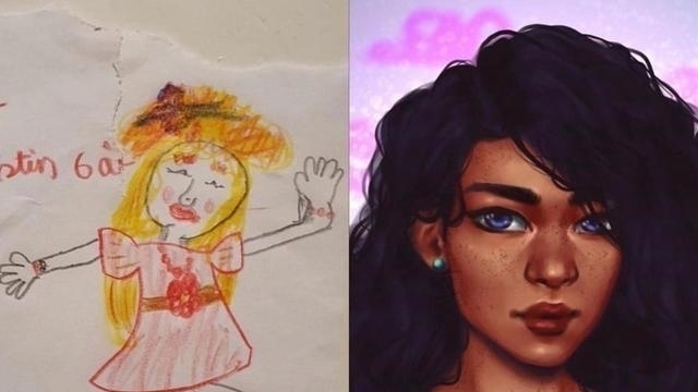 莫欺少年穷#画师发起“十年重绘”,10年前是平平无奇简笔画,10年后惊艳众人