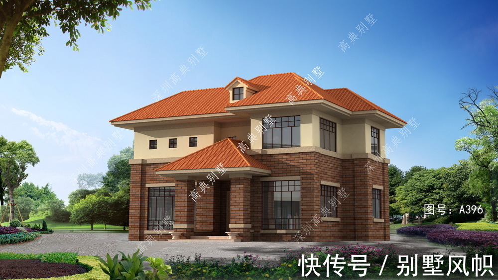 小别墅|实用的欧式小别墅,立面层次丰富,整体实用适合乡村盖房。