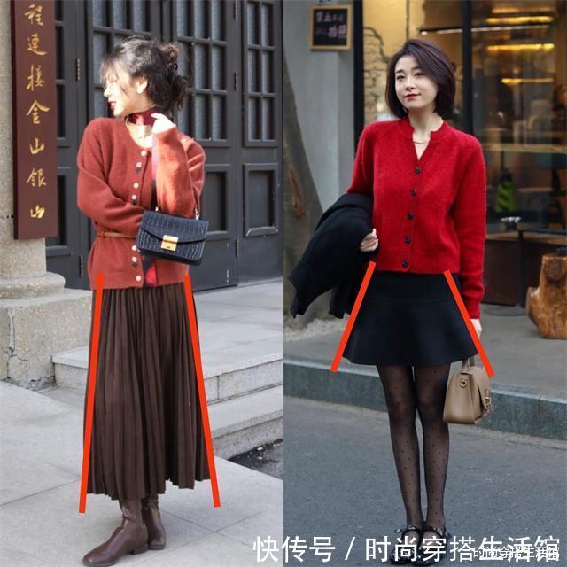 酒红色 小脚裤过时了,过年这样穿:红色外套+半裙,既显年轻又喜庆洋气