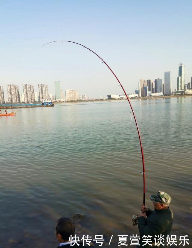 老人湘江边钓上一米多长的大青鱼,圆滚滚的像小猪